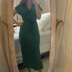 LUSH Emerald Green Faux Wrap Top Dress